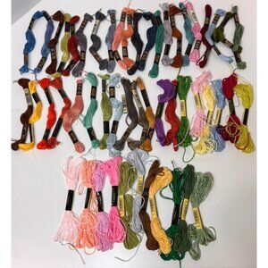 Lot Of 52 DMC & CXC Embroidery Floss Skeins Assorted Colors Craft Threads